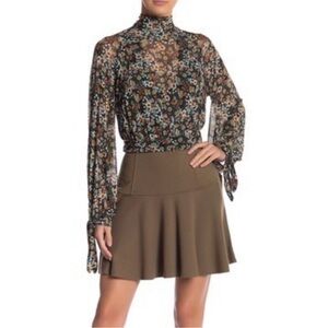 Free People Highlands Mini Skirt Army Green